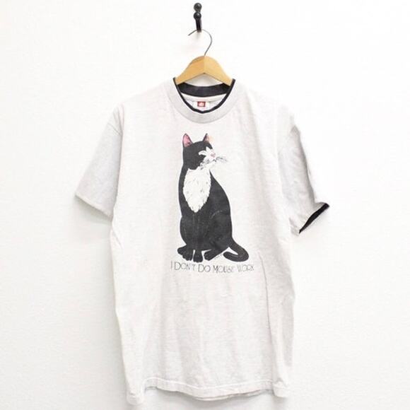 Vintage Kitty Cat I Dont Do Mouse Work T Shirt Large - Picture 1 of 9